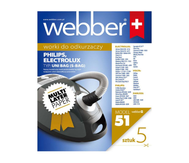 WEBBER Worki do odkurzaczy UNI-BAG(51) 5 szt. - 1390040 - zdjęcie